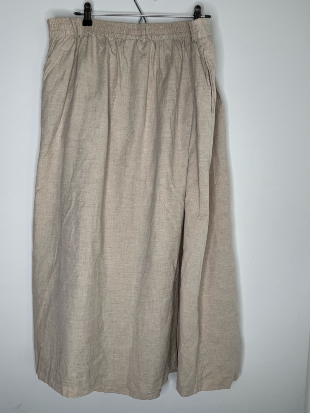 Plus Size 20 Linen Cotton Tan Midi Orvis Skirt Pockets Vintage Beach Coastal - Picture 2 of 5